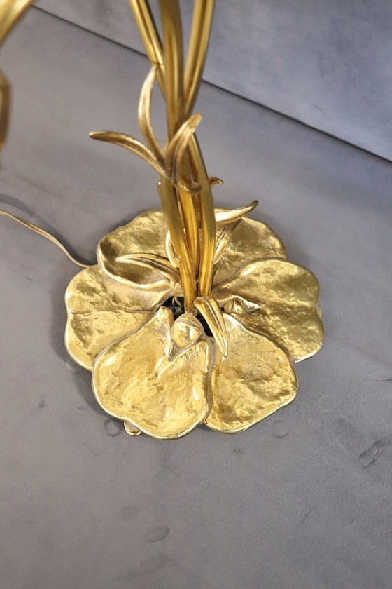 Image 1 of Lámpara de mesa de latón y cristal, Italia, década de 1980