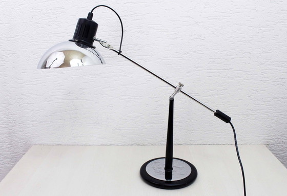 Image 1 of Articulated Desk Lamp In Black Metal And Chrome, 1970