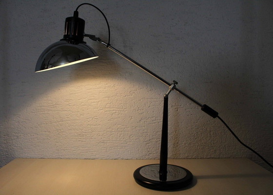 Image 1 of Articulated Desk Lamp In Black Metal And Chrome, 1970