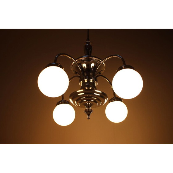 Image 1 of Vintage art-deco metal chandelier, Czechoslovakia 1930