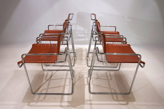 Image 1 of Set Of 4 Mariani Leather Dining Chairs By Guido Faleschini, 1970