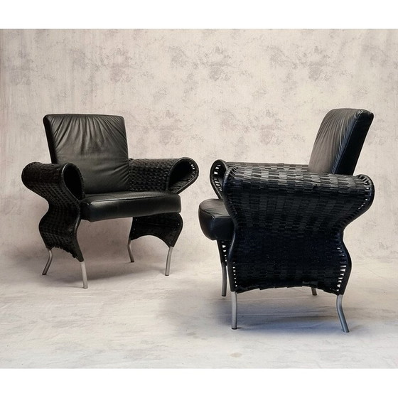 Image 1 of Pair of vintage leather armchairs by Borek Sipek, Czechoslovakia 1980