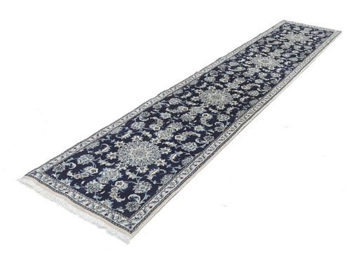 Original hand-knotted Persian carpet Nain 12 La 386 X 80 Cm