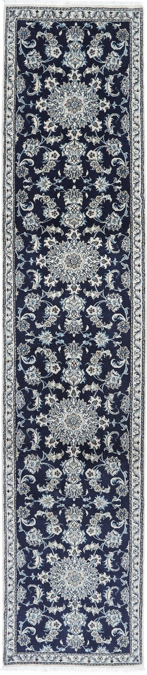 Original hand-knotted Persian carpet Nain 12 La 386 X 80 Cm