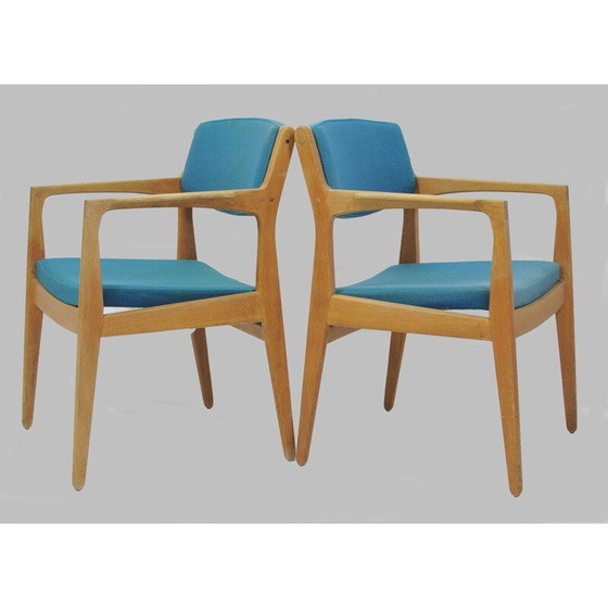 Image 1 of Pair of vintage Refinished Erik Buch Oak Armchairs by Orum Mobler, Inc. Reupholstery