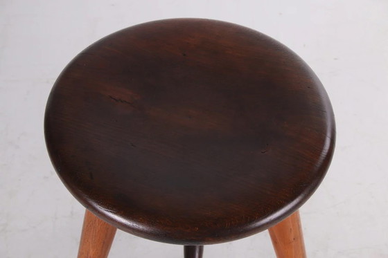 Image 1 of Very Old Oak Elegant stool 1920s with a beautiful patina.