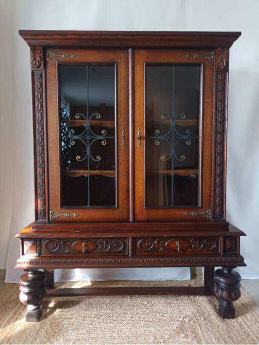 Solid Oak Xxth Century Display Bookcase