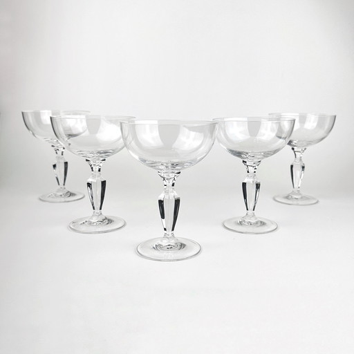 6x crystal glass champagne bowls