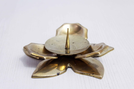 Image 1 of Brass Flower Candle Holder