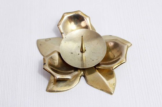 Image 1 of Brass Flower Candle Holder