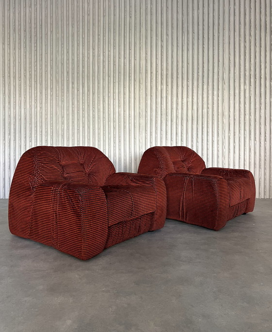 Image 1 of Set Of 2 Chunky Italian Lounge Chairs