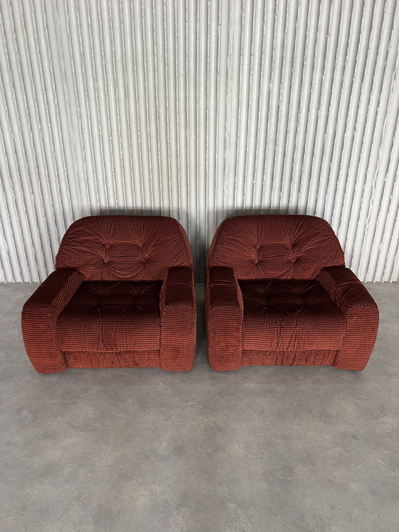 Image 1 of Set Of 2 Chunky Italian Lounge Chairs