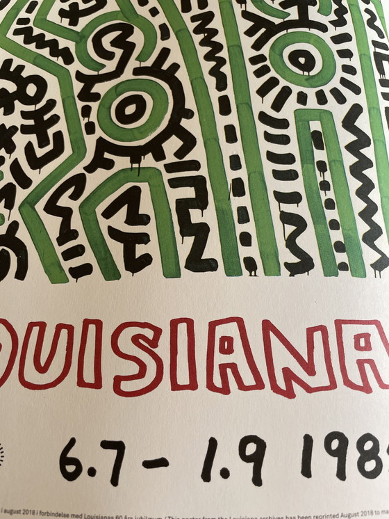 Image 1 of Keith Haring 1958-1990), Homo Decorans, 1985, affiche anniversaire Louisiana archive, 2018,