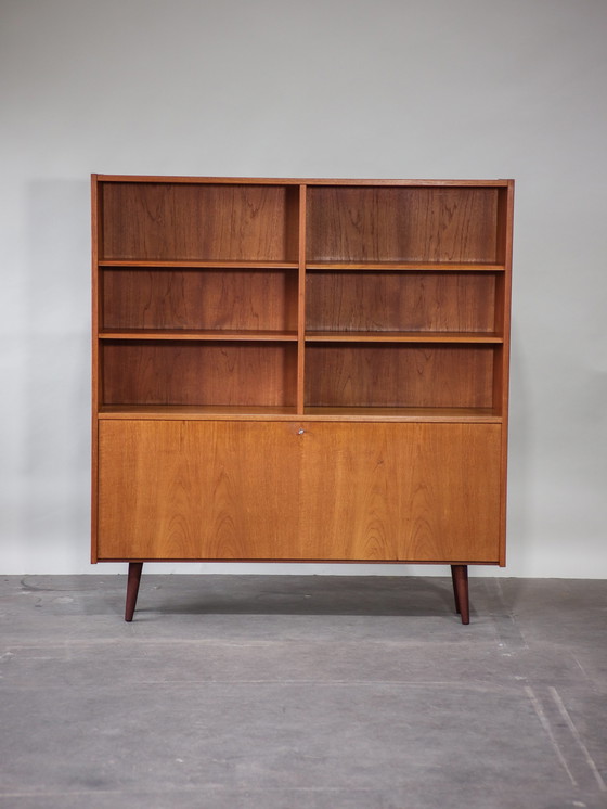 Image 1 of Large bookcase with flap Danish 1960s