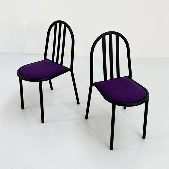 Image 1 of Set Of 4 Purple Fabric No.222 Chairs By Robert Mallet-Stevens For Pallucco Italia, 1980S