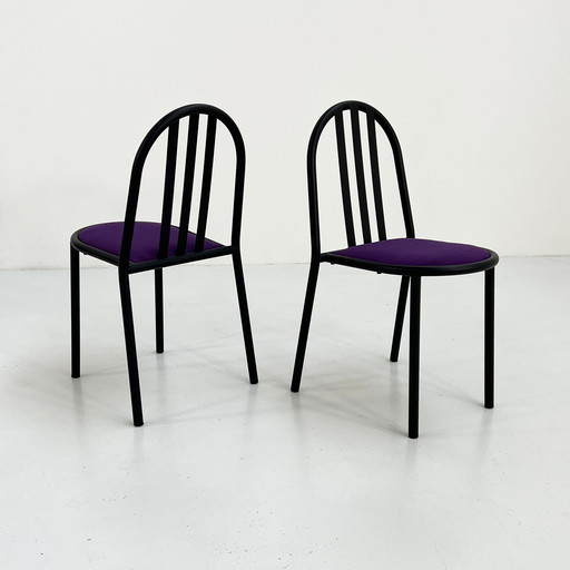 Set Of 4 Purple Fabric No.222 Chairs By Robert Mallet-Stevens For Pallucco Italia, 1980S