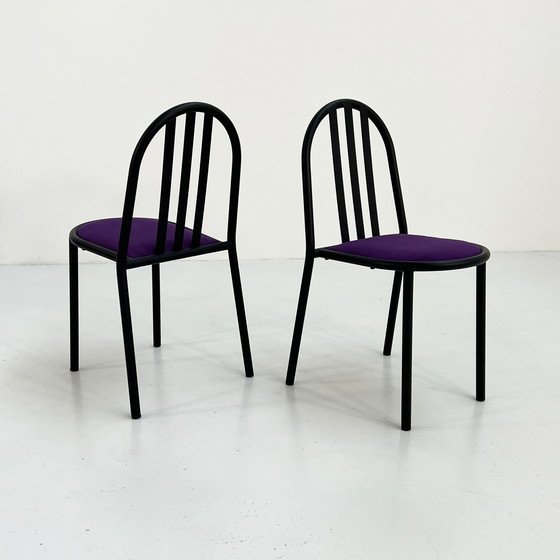 Image 1 of Set Of 4 Purple Fabric No.222 Chairs By Robert Mallet-Stevens For Pallucco Italia, 1980S