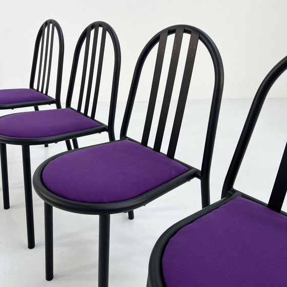 Image 1 of Set Of 4 Purple Fabric No.222 Chairs By Robert Mallet-Stevens For Pallucco Italia, 1980S