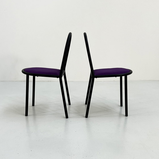 Image 1 of Set Of 4 Purple Fabric No.222 Chairs By Robert Mallet-Stevens For Pallucco Italia, 1980S