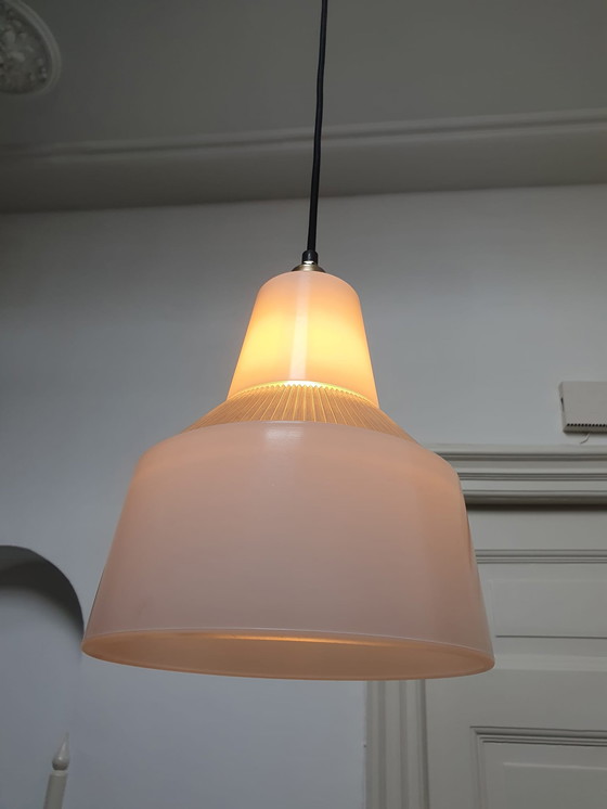 Image 1 of 2x French glass vintage pendant lights