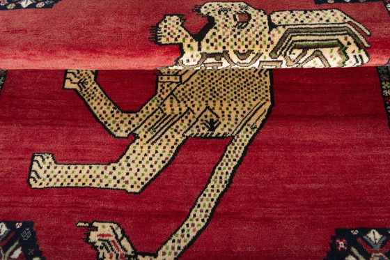Image 1 of Alfombra Ghashghai anudada a mano, 141 x 113 cm, con motivo de león