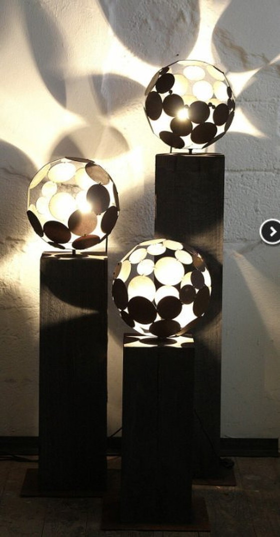 Image 1 of Stefan Traloc, Indoor Globe Light With Oxidized Oak Base 