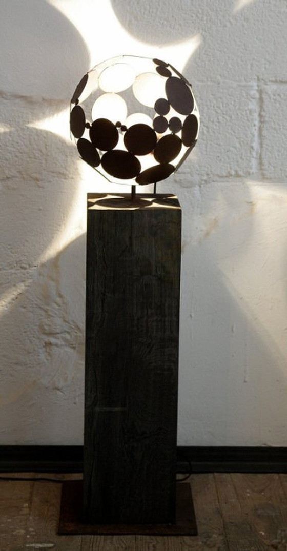 Image 1 of Stefan Traloc, Indoor Globe Light With Oxidized Oak Base 