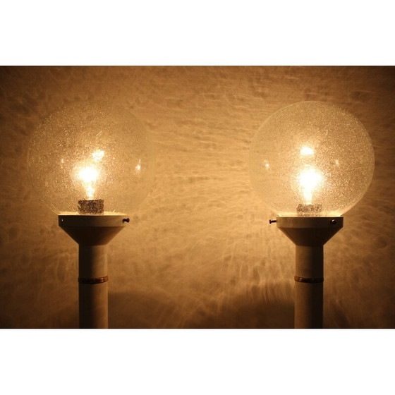 Image 1 of Pair of vintage glass and metal table lamps, Czechoslovakia 1980