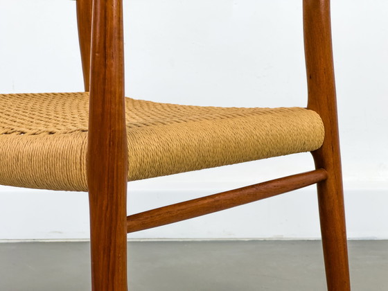 Image 1 of Fauteuil en teck et corde à papier modèle 56 par Niels Otto Møller pour J.L. Møllers, 1960s