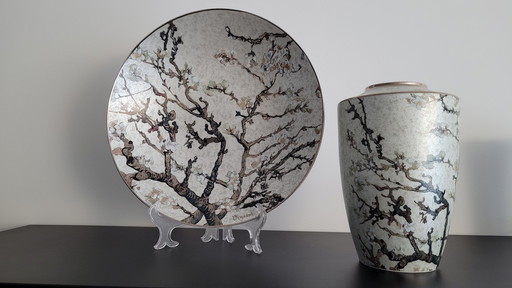 Goebel Vase And Bowl Vincent Van Gogh "Almond Blossom Silver"