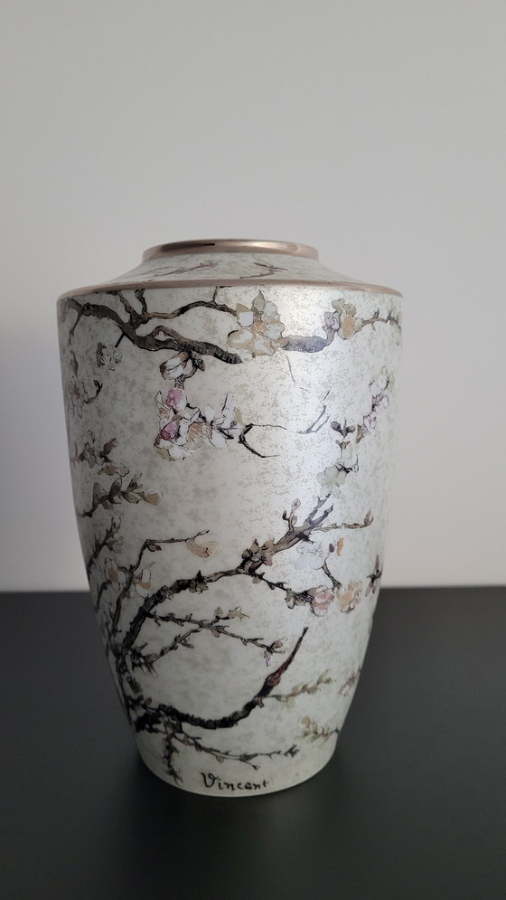 Image 1 of Goebel Vase And Bowl Vincent Van Gogh "Almond Blossom Silver"