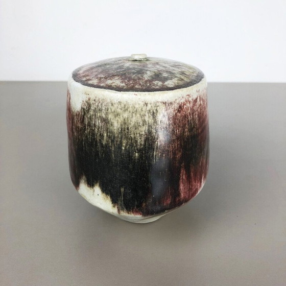 Image 1 of Vintage red beige and green ceramic vase for Asshoff, Germany 1960