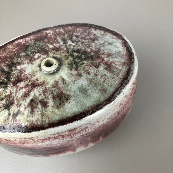 Image 1 of Vintage red beige and green ceramic vase for Asshoff, Germany 1960