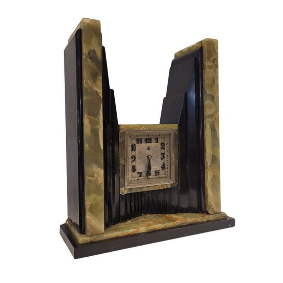 Image 1 of Vintage Ato Art Deco marble and onyx table clock, France 1930