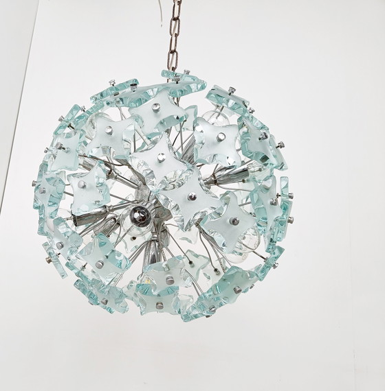 Image 1 of Mid century glass chandelier, 1970s