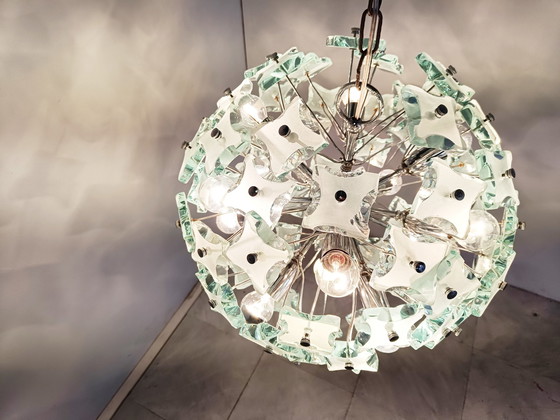 Image 1 of Mid century glass chandelier, 1970s