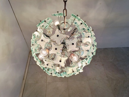 Mid century glass chandelier, 1970s