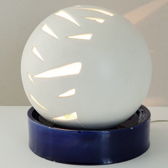 Image 1 of Vintage blue ceramic table lamp, 1970