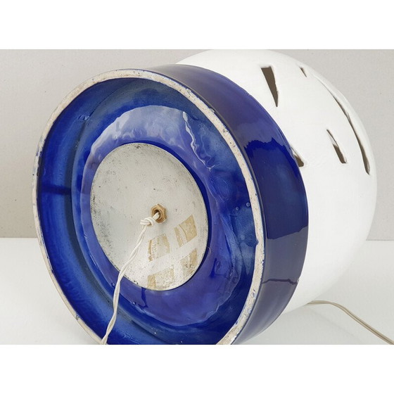Image 1 of Vintage blue ceramic table lamp, 1970