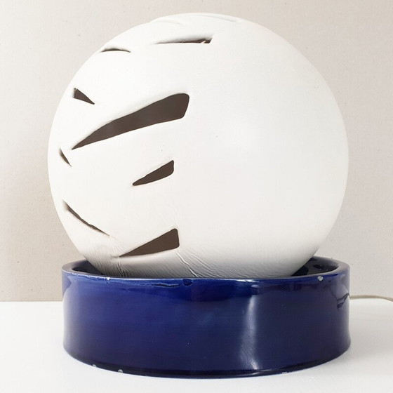 Image 1 of Vintage blue ceramic table lamp, 1970