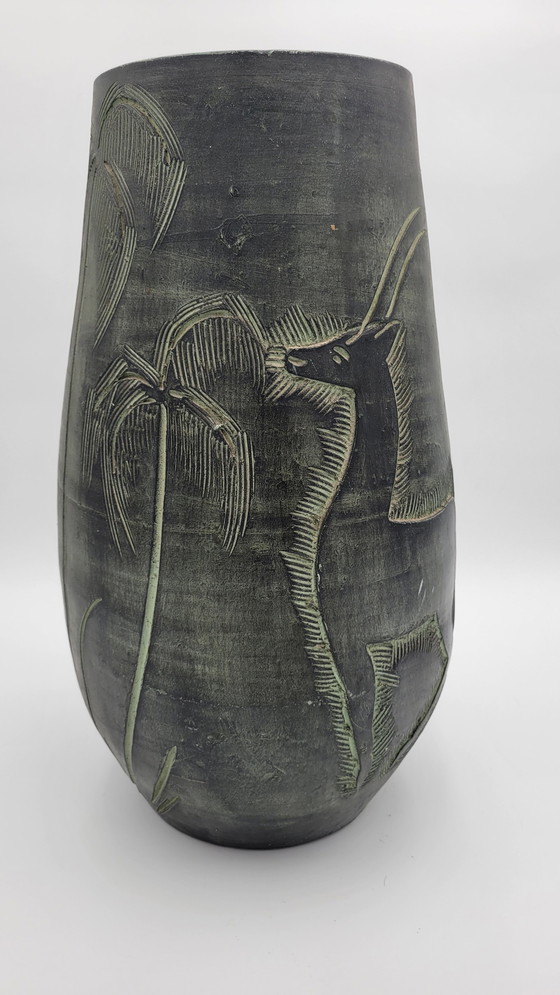 Image 1 of Large Ceramic Pot with African Pattern