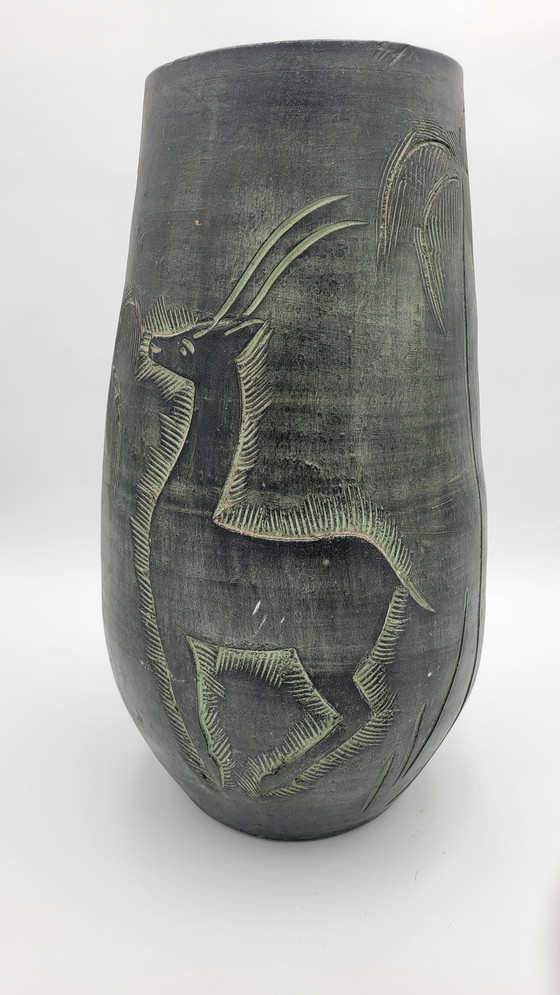 Image 1 of Large Ceramic Pot with African Pattern