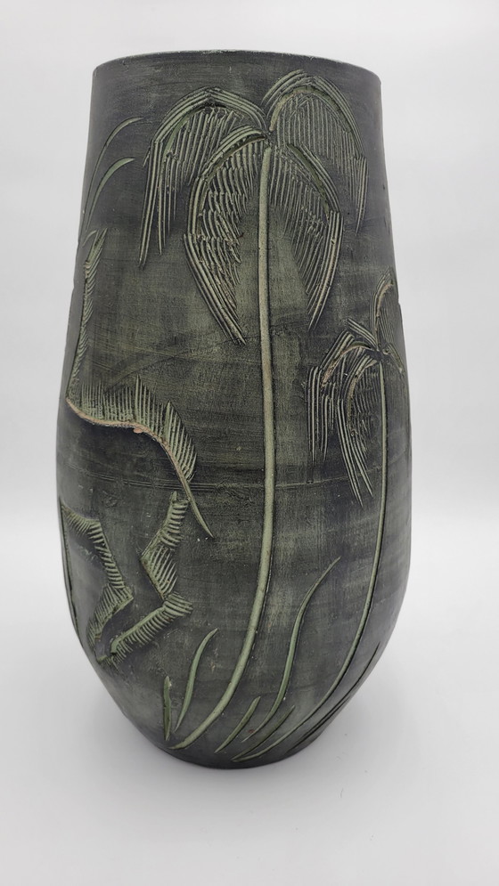 Image 1 of Large Ceramic Pot with African Pattern