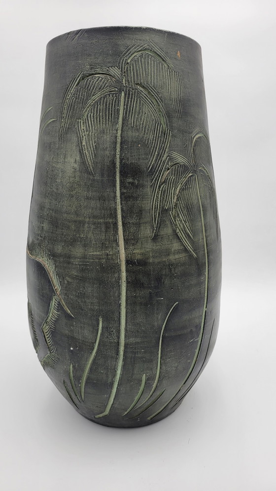 Image 1 of Large Ceramic Pot with African Pattern