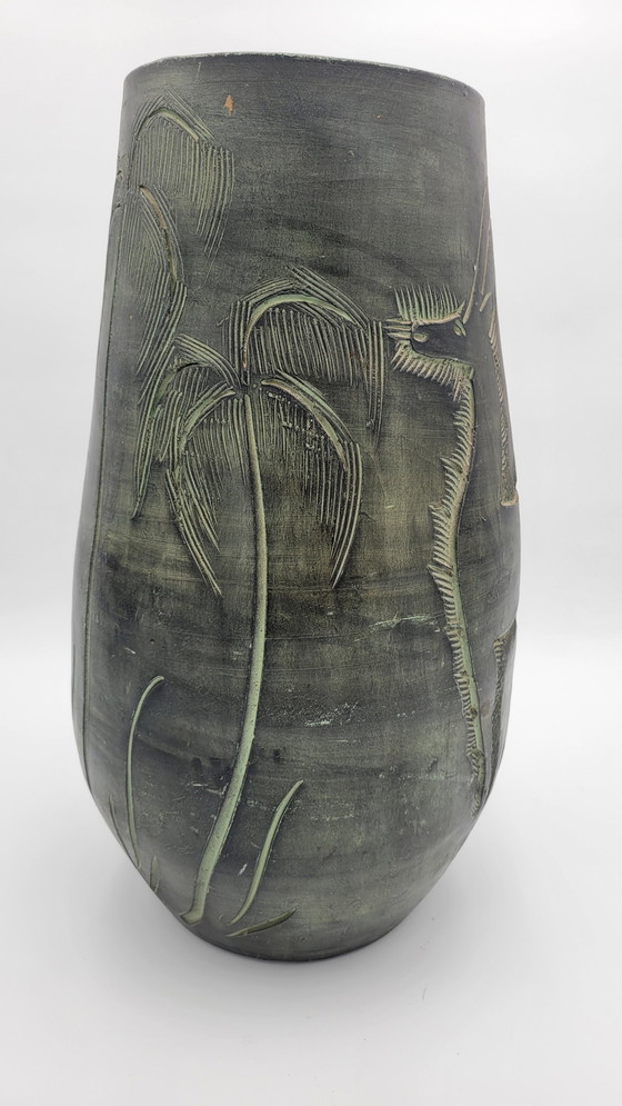 Image 1 of Large Ceramic Pot with African Pattern