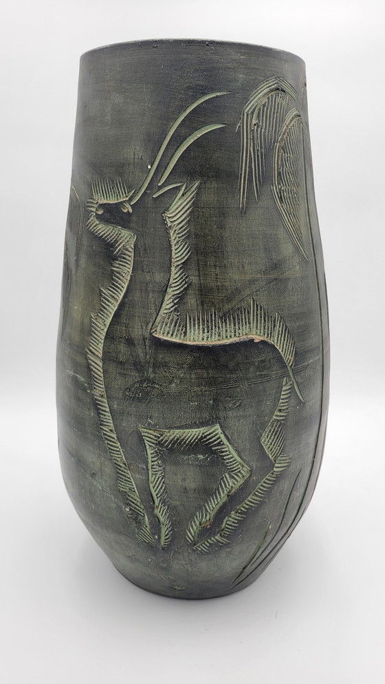 Image 1 of Large Ceramic Pot with African Pattern