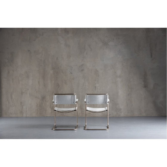 Image 1 of Pair of vintate S34 armchairs in white leather by Mart Stam for Thonet, Holland 1930