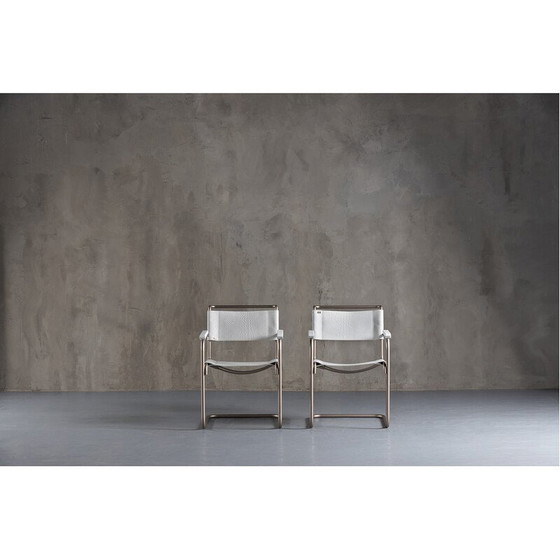 Image 1 of Pair of vintate S34 armchairs in white leather by Mart Stam for Thonet, Holland 1930