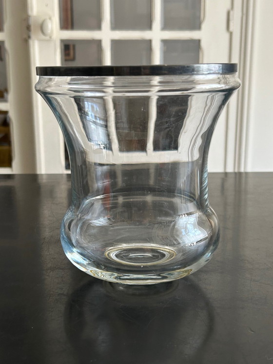 Image 1 of Silver Metal And Glass Vase