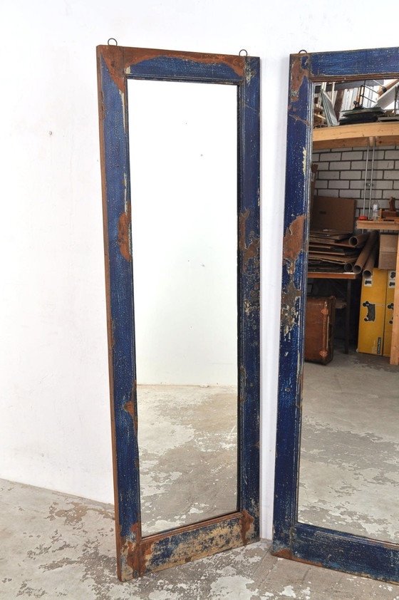 Image 1 of Specchio di passaggio in legno duro vintage con patina